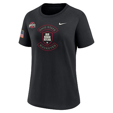 Women's Nike Black Ohio State Buckeyes 2025 Military Appreciation Dri-FIT T-Shirt
