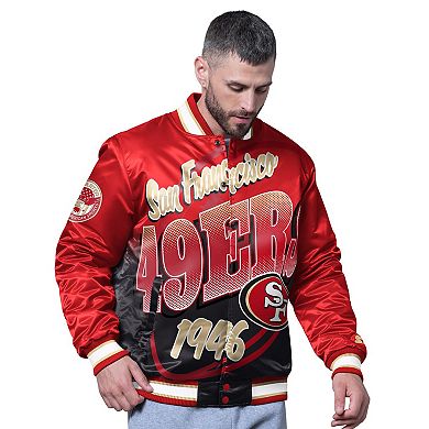 Men's Starter Scarlet San Francisco 49ers Pass Rush Varsity Full-Snap Jacket