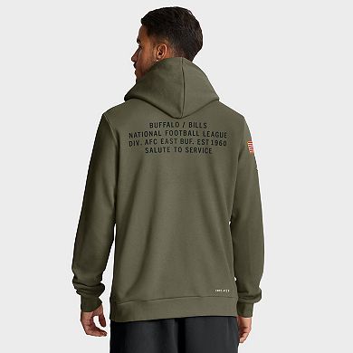 Men's Nike Olive Buffalo Bills Big & Tall 2025 Salute to Service Sideline Dominant Force Dri-FIT Hoodie
