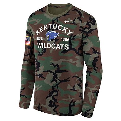 Men's Nike Camo Kentucky Wildcats 2025 Military Appreciation Legend Dri-FIT Long Sleeve T-Shirt