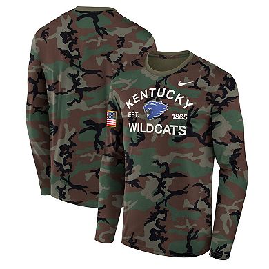 Men's Nike Camo Kentucky Wildcats 2025 Military Appreciation Legend Dri-FIT Long Sleeve T-Shirt