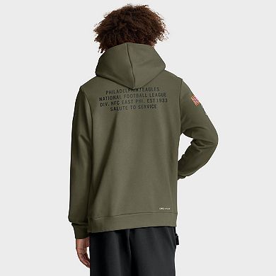 Men's Nike Olive Philadelphia Eagles Big & Tall 2025 Salute to Service Sideline Dominant Force Dri-FIT Hoodie