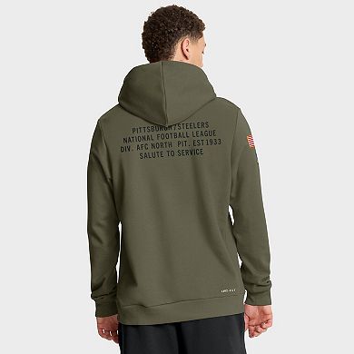 Men's Nike Olive Pittsburgh Steelers Big & Tall 2025 Salute to Service Sideline Dominant Force Dri-FIT Hoodie