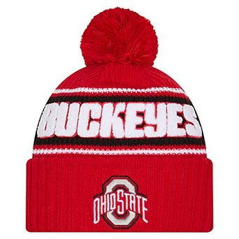 Men's New Era Scarlet Ohio State Buckeyes Bold Cuffed Knit Hat with Pom