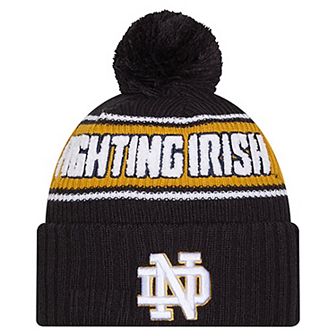 Men's New Era Black Notre Dame Fighting Irish Bold Cuffed Knit Hat with Pom