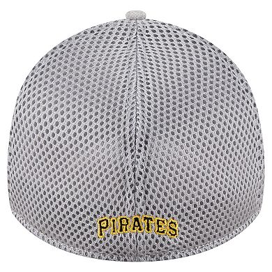 Men's New Era Gray Pittsburgh Pirates Visor Paint Splatter 39THIRTY Flex Hat