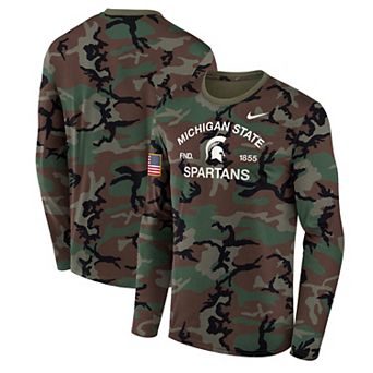 Men's Nike Camo Michigan State Spartans 2025 Military Appreciation Legend Dri-FIT Long Sleeve T-Shirt