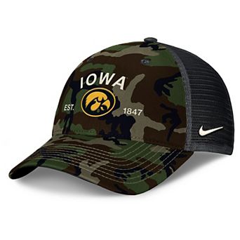 Men's Nike Camo Iowa Hawkeyes 2025 Military Appreciation Rise Adjustable Trucker Hat