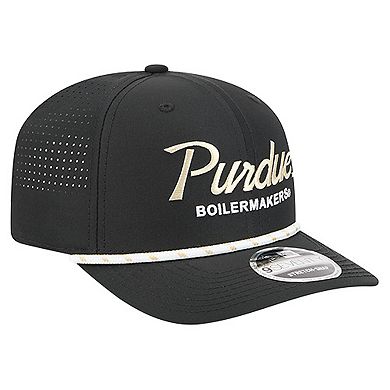 Men's New Era Black Purdue Boilermakers Script Performance Rope 9SEVENTY Adjustable Hat