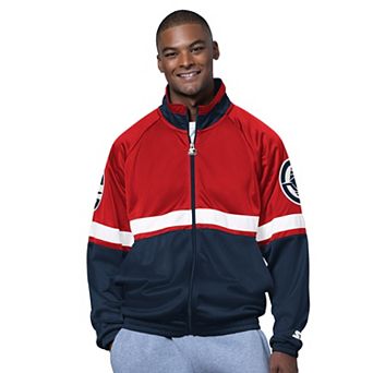 Men's Starter Red/White LA Clippers The Veteran Tricot Track Full-Zip Jacket