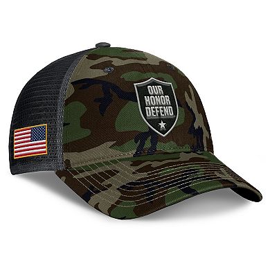 Men's Nike Camo Ohio State Buckeyes 2025 Military Appreciation Rise Adjustable Trucker Hat