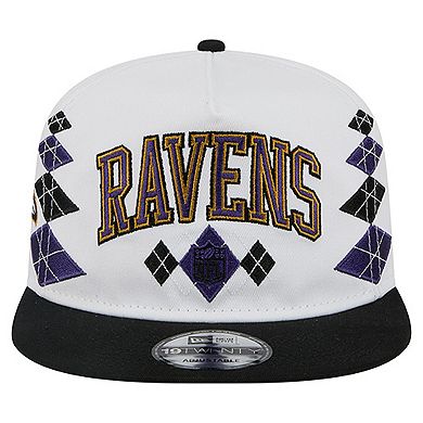 Men's New Era White Baltimore Ravens Argyle 19TWENTY Adjustable Hat