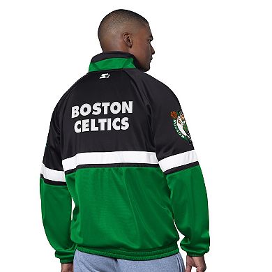 Men's Starter Kelly Green/White Boston Celtics The Veteran Tricot Track Raglan Full-Zip Jacket