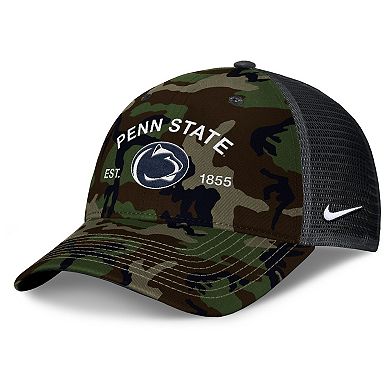 Men's Nike Camo Penn State Nittany Lions 2025 Military Appreciation Rise Adjustable Trucker Hat