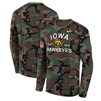 Men's Nike Camo Iowa Hawkeyes 2025 Military Appreciation Legend Dri-FIT Long Sleeve T-Shirt