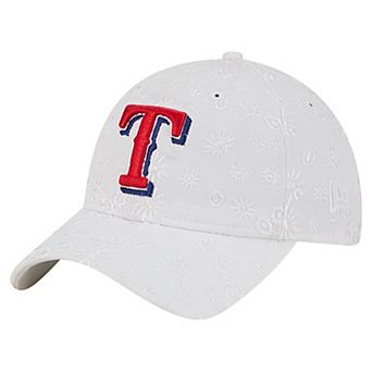 Women's New Era White Texas Rangers Floral Mesh 9TWENTY Adjustable Hat