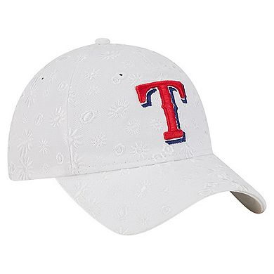 Women's New Era White Texas Rangers Floral Mesh 9TWENTY Adjustable Hat