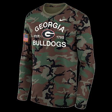 Men's Nike Camo Georgia Bulldogs 2025 Military Appreciation Legend Dri-FIT Long Sleeve T-Shirt