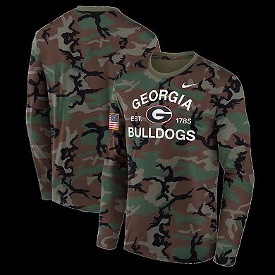 Men's Nike Camo Georgia Bulldogs 2025 Military Appreciation Legend Dri-FIT Long Sleeve T-Shirt