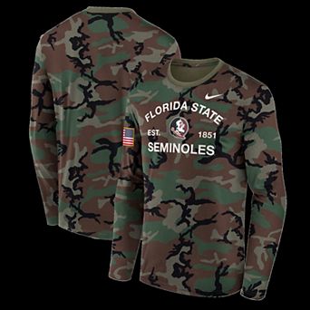 Men's Nike Camo Florida State Seminoles 2025 Military Appreciation Legend Dri-FIT Long Sleeve T-Shirt