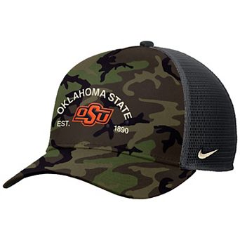 Men's Nike Camo Oklahoma State Cowboys 2025 Military Appreciation Rise Adjustable Trucker Hat