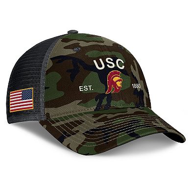 Men's Nike Camo USC Trojans 2025 Military Appreciation Rise Adjustable Trucker Hat