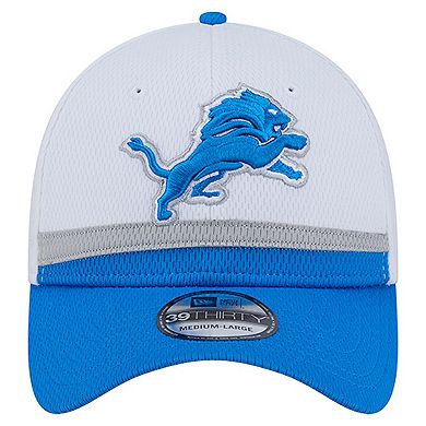 Men's New Era White/Blue Detroit Lions Dashmark Rays 39THIRTY Flex Hat