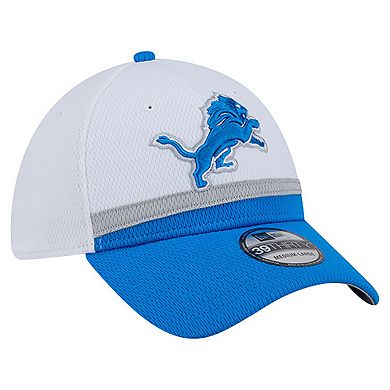 Men's New Era White/Blue Detroit Lions Dashmark Rays 39THIRTY Flex Hat