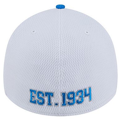 Men's New Era White/Blue Detroit Lions Dashmark Rays 39THIRTY Flex Hat
