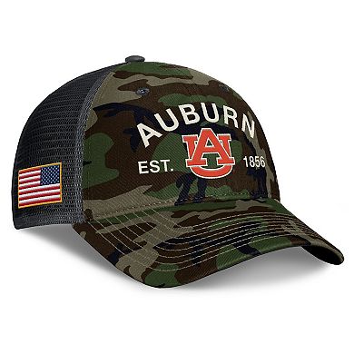 Men's Nike Camo Auburn Tigers 2025 Military Appreciation Rise Adjustable Trucker Hat