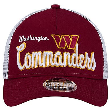 Men's New Era Burgundy Washington Commanders Side Lines 9FORTY Trucker Adjustable Hat