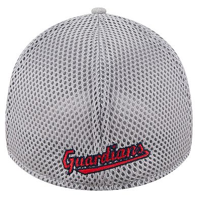 Men's New Era Gray Cleveland Guardians Visor Paint Splatter 39THIRTY Flex Hat