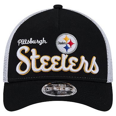 Men's New Era Black Pittsburgh Steelers Side Lines 9FORTY Adjustable Hat