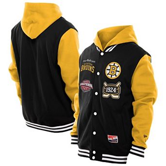 Men's New Era Black/Gold Boston Bruins Full-Snap Fleece Hoodie Jacket
