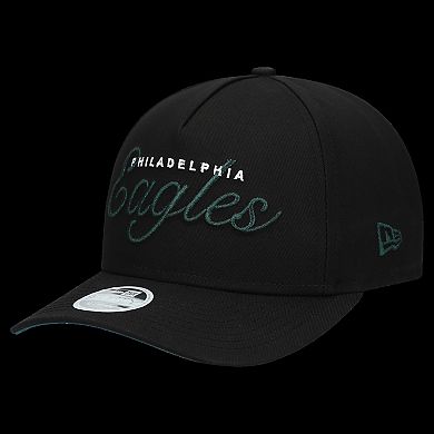 Women's New Era Black Philadelphia Eagles Metallic 9FORTY M-Crown A-Frame Adjustable Hat