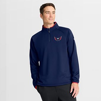 Men's Fanatics Navy Washington Capitals Authentic Pro Rink Raglan Quarter-Zip Pullover