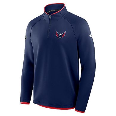 Men's Fanatics Navy Washington Capitals Authentic Pro Rink Raglan Quarter-Zip Pullover