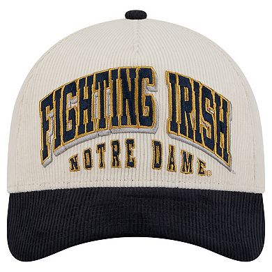 Men's New Era Navy/Cream Notre Dame Fighting Irish Arch Two-Tone Corduroy 9FORTY A-Frame Adjustable Hat