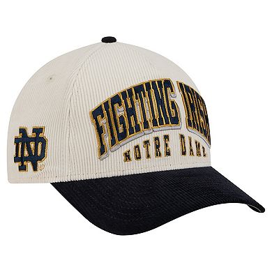 Men's New Era Navy/Cream Notre Dame Fighting Irish Arch Two-Tone Corduroy 9FORTY A-Frame Adjustable Hat