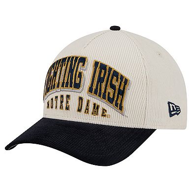 Men's New Era Navy/Cream Notre Dame Fighting Irish Arch Two-Tone Corduroy 9FORTY A-Frame Adjustable Hat
