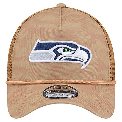Men's New Era Tan Seattle Seahawks Wheat Camo 9FORTY Adjustable Hat