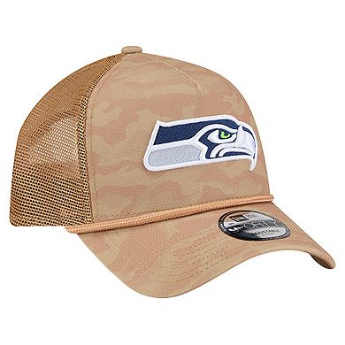 Men's New Era Tan Seattle Seahawks Wheat Camo 9FORTY Adjustable Hat