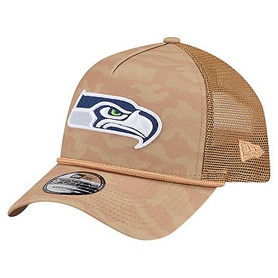 Men's New Era Tan Seattle Seahawks Wheat Camo 9FORTY Adjustable Hat