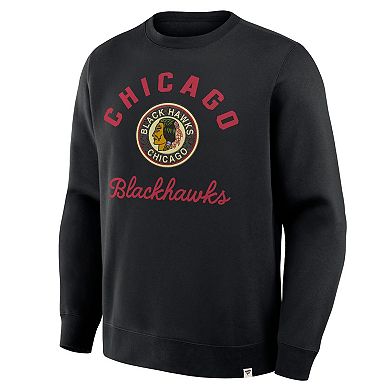 Men's Fanatics Black Chicago Blackhawks Vintage Stickler Sweatshirt