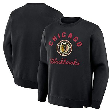 Men's Fanatics Black Chicago Blackhawks Vintage Stickler Sweatshirt