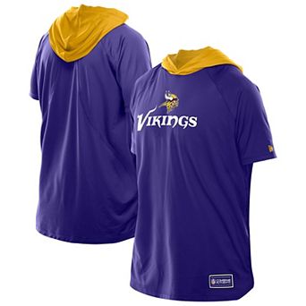 Men's New Era Purple Minnesota Vikings Combine Authentic Hooded Raglan Short-Sleeve T-Shirt