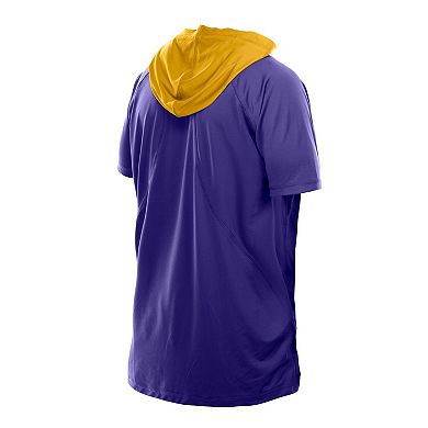 Men's New Era Purple Minnesota Vikings Combine Authentic Hooded Raglan Short-Sleeve T-Shirt