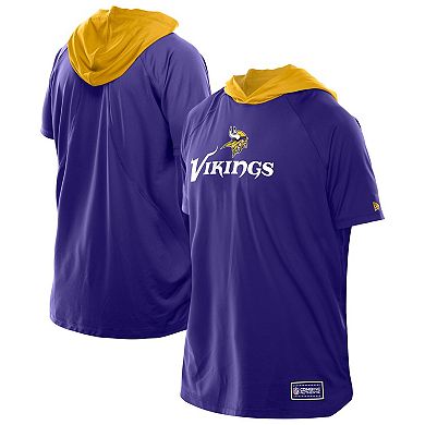 Men's New Era Purple Minnesota Vikings Combine Authentic Hooded Raglan Short-Sleeve T-Shirt