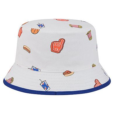 Men's New Era White New York Knicks Team Cheer Reversible Bucket Hat