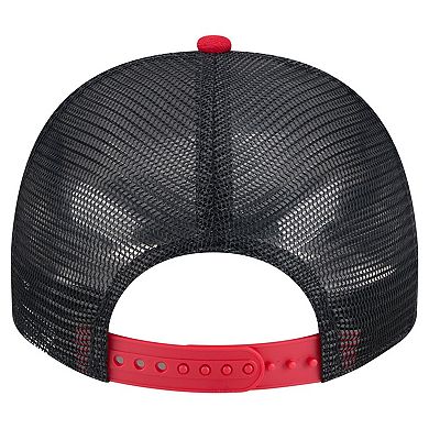 Men's New Era Cream/Navy Boston Red Sox Banner A-Frame 9FIFTY Trucker Snapback Hat